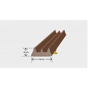 Draught Excluder Rubber E Strip Brown 5m