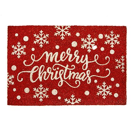 Red Glitter Christmas Door Mat