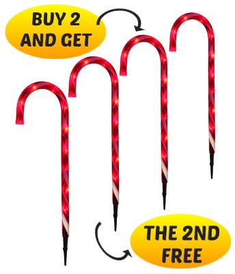 Candy Cane Stake Lights 52cm