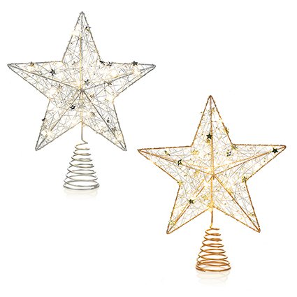 30cm Lit Wire Wrap Tree Topper