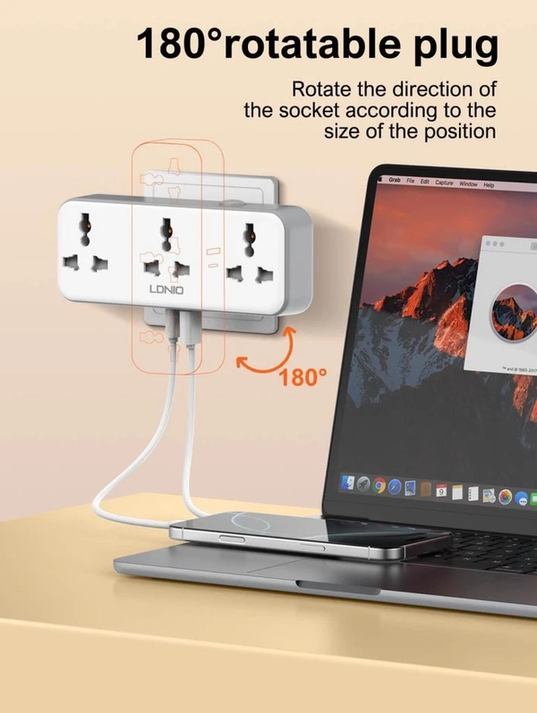 LDNIO Rotatable 3 Gand Plug Socket