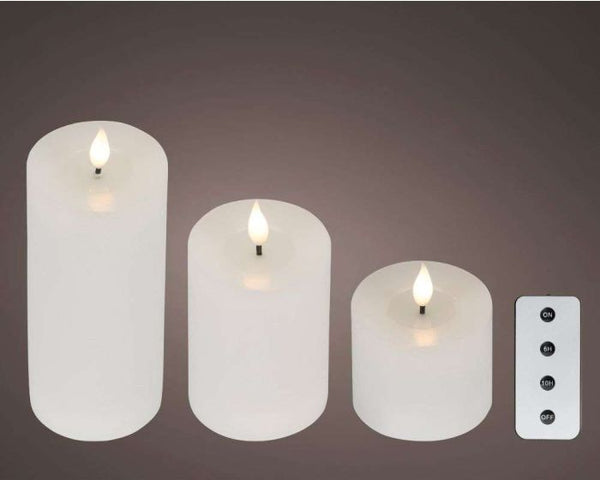 LED B/O Realistic Wick Candle Cream Set 3