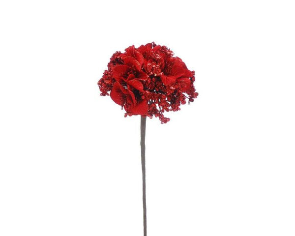 Stem 40cm Red Flower Ball