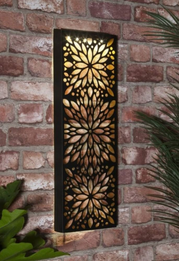 Solar Metal Flower Wall Plague