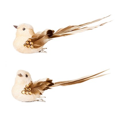 Champagne Gold Velour Bird 2pk