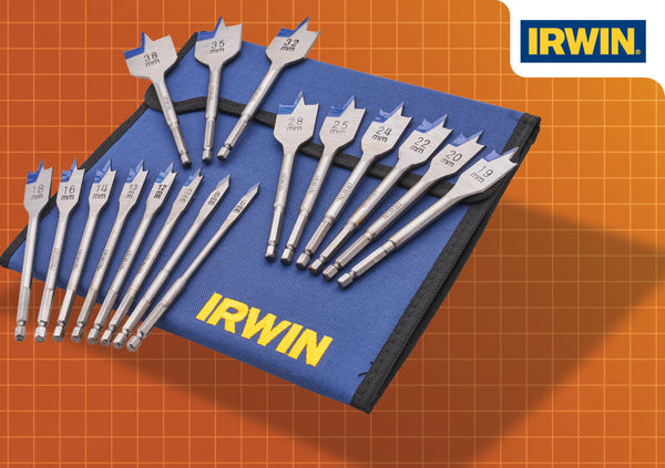 Irwin 17 Piece Flat Wood Bit Set