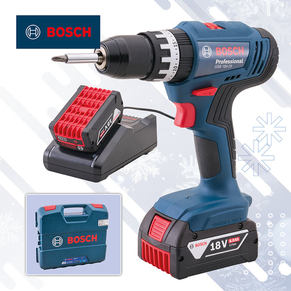 Bosch 18V Combi Drill With 2 x 4.0Ah Li-ion Batteries