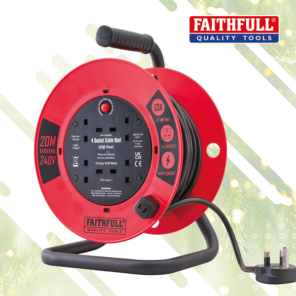Faithfull 20m Cable Reel 13A