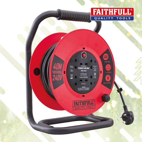 Faithfull 40m 13A Heavy Duty Cable Reel