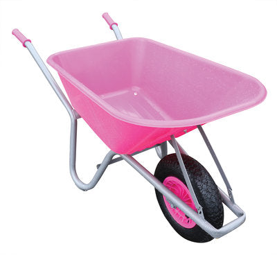 Pink PVC Garden Wheelbarrow Assembled 100L
