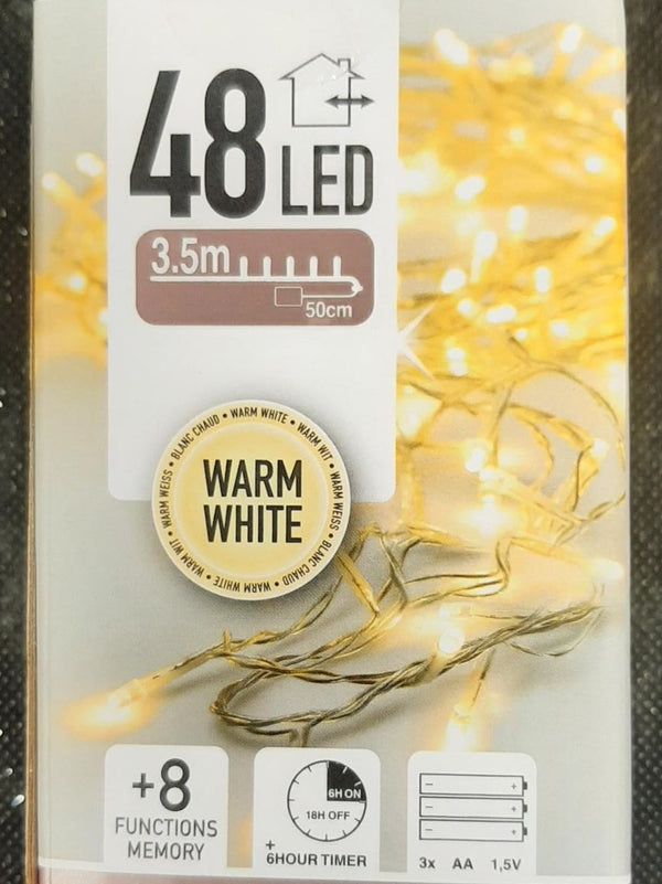 48 LED Battery Operated Lights Warm White