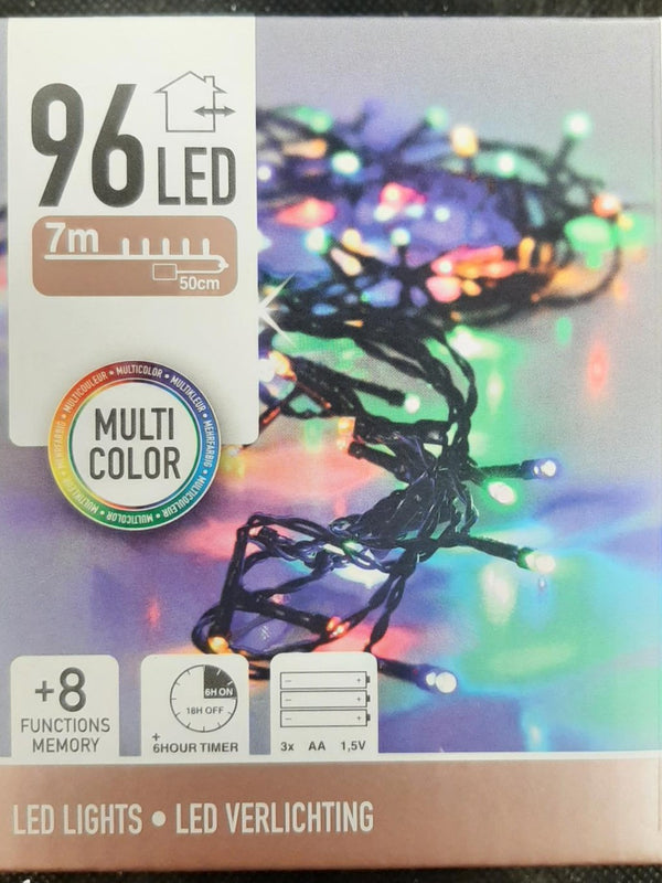 96 LED Battery Operated Lights Multicoloured