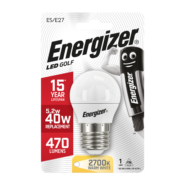 Energizer 40W (5.2W) ES E27 Golfball Bulb
