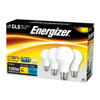 Energizer 100W (15W) B22 GLS Bulbs 4pk