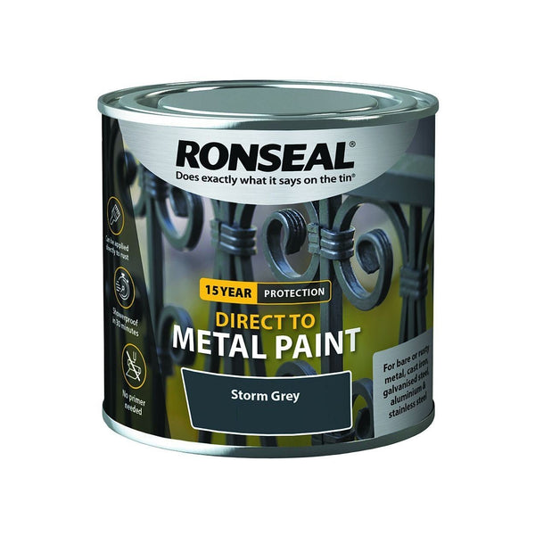 Ronseal Direct to Metal Paint Storm Grey Satin (Two Sizes)