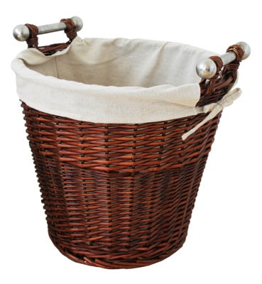 Round Wicker Basket with Chrome Handles Honey